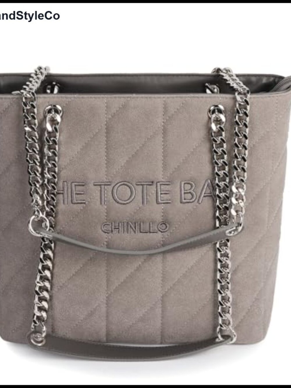 Quilted Chain Handle Tote Bag Medium Satchel Purse for Women